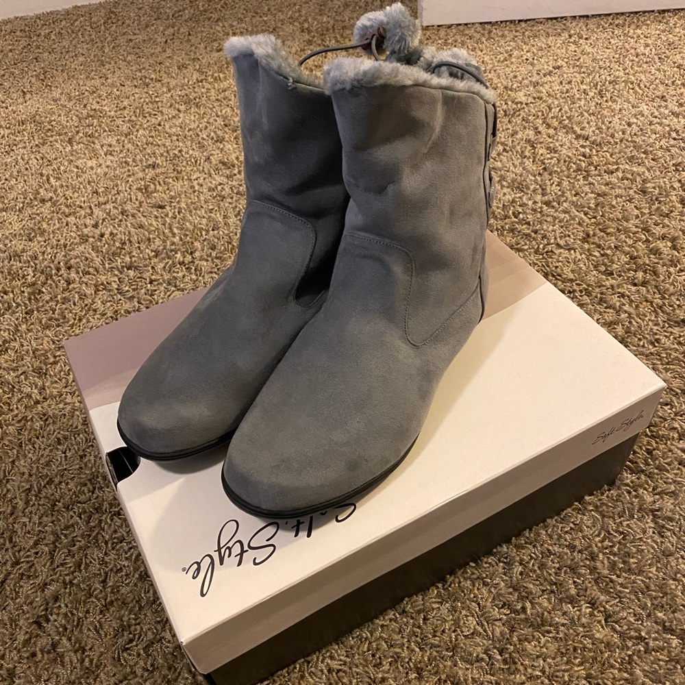 Dark Grey Faux Boots